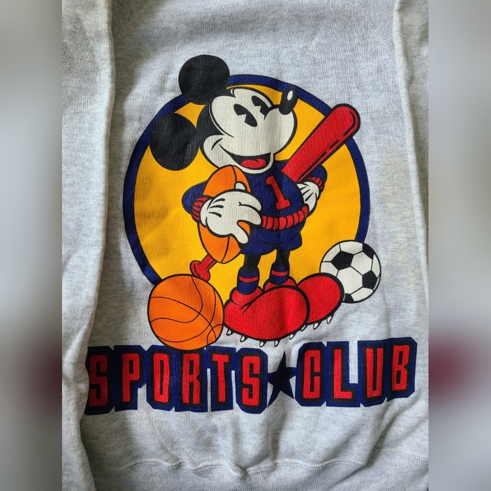 MICKEY & CO. Adult SZ SMALL NWT GRAY MICKEY MOUSE CLUB print pullover sweatshirt - Picture 2 of 4